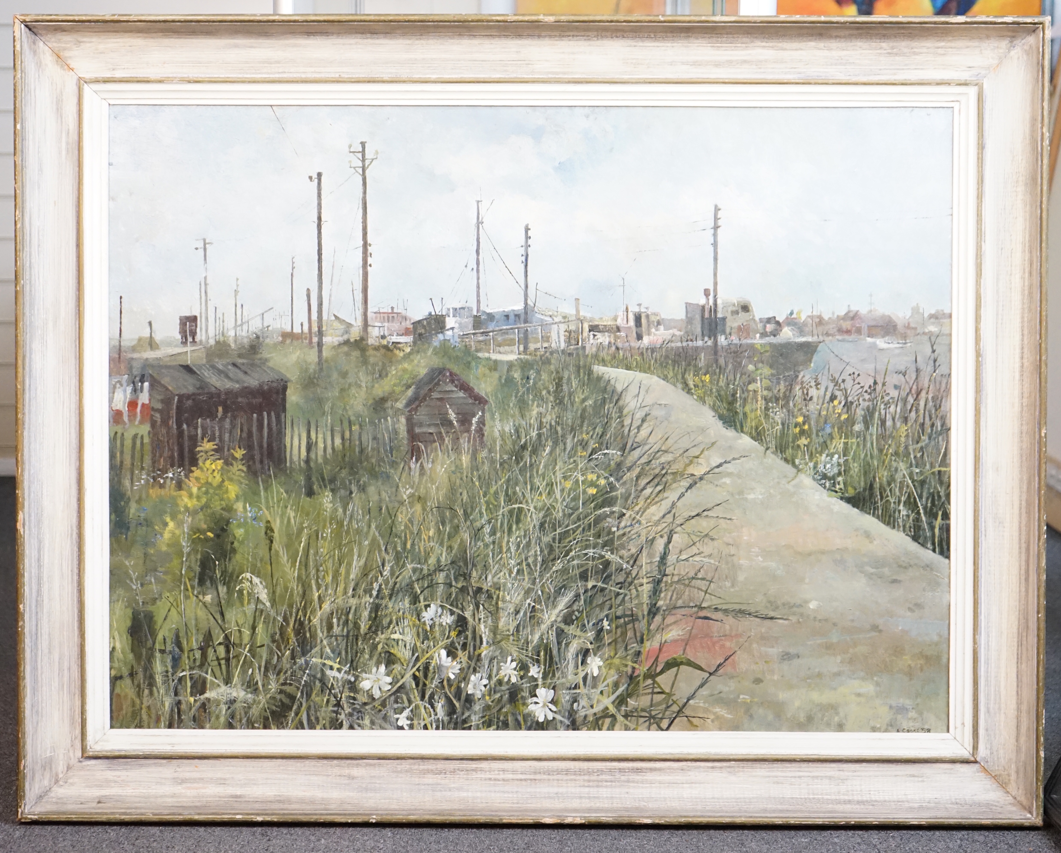 Anthony Richard Cooke (1933-2006), ‘Houseboats at Shoreham’, oil on panel, 74 x 100cm
